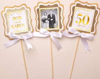 GOLDEN ANNIVERSARY 50th Anniversary Party Decorations Anniversary Centerpiece 50th Wedding Anniversary Golden Years
