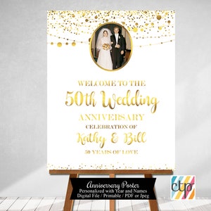 Digital Download, PDF, 50th Anniversary Sign, Welcome Sign, Golden Anniversary,