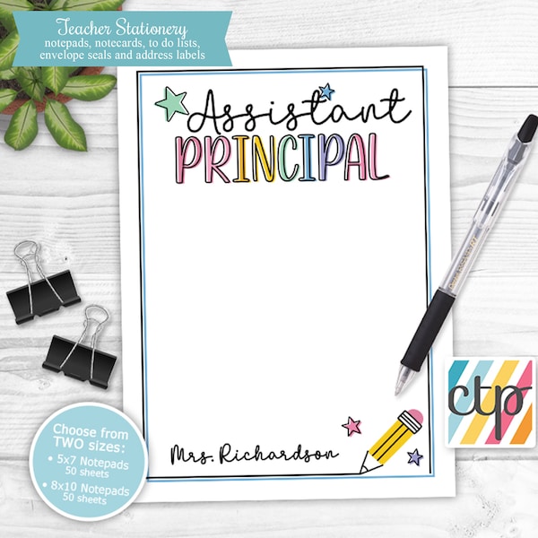 Personalized Notepads, Memo Pads, Personalized Gifts, Teacher Christmas Gifts, Assistant Principal Gift,