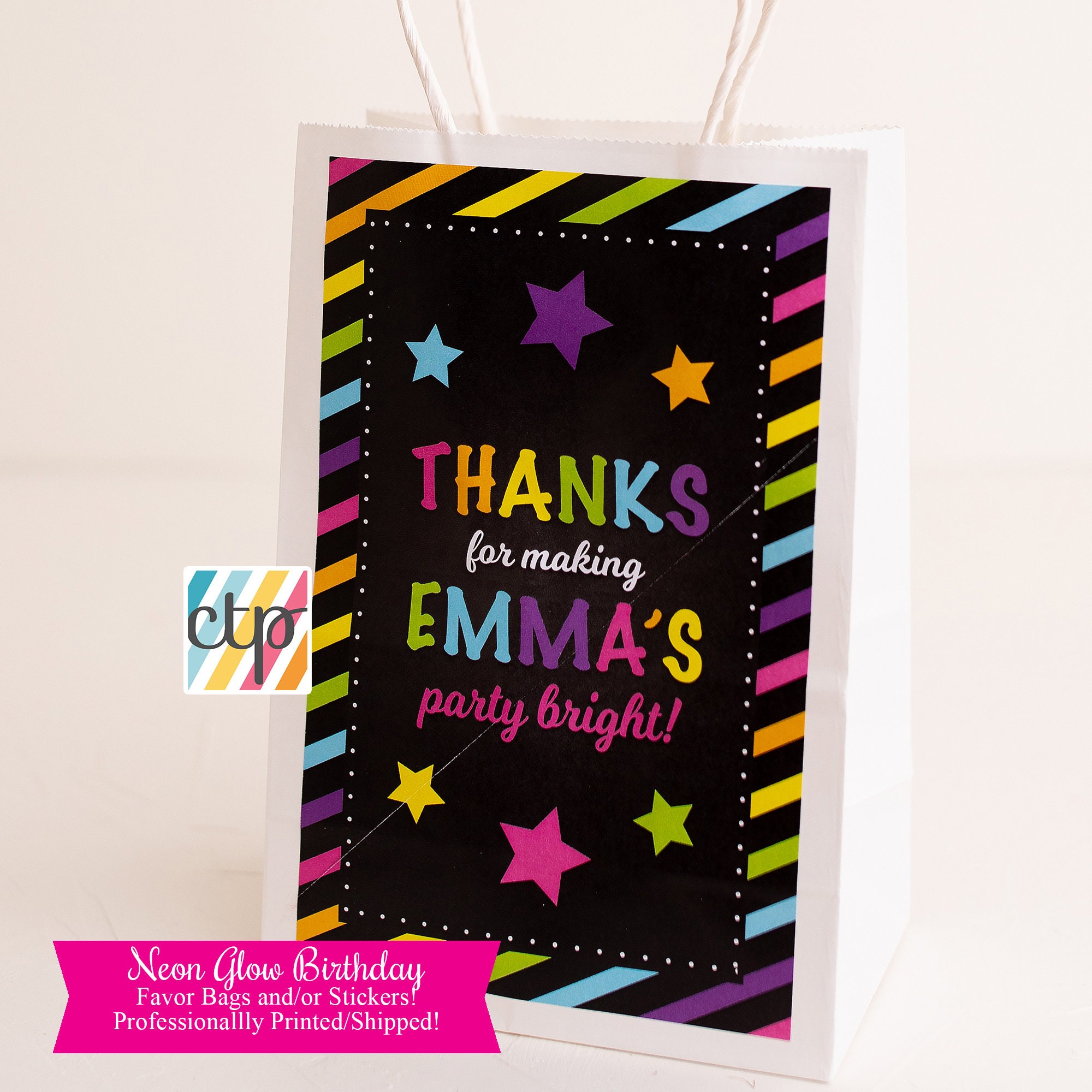 Party Favor Bags Birthday Decorations Glow in the Dark Party Girl