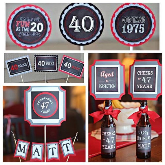  40TH  BIRTHDAY  PARTY  Package  Cheers to 40 Years Vintage 