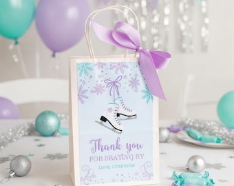 Personalized Ice Skating Favor Bags, Winter Party Gift Bags, Figure Skate Favors