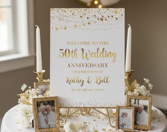 Golden Anniversary Welcome Sign, Professionally Printed - 7 Size Options