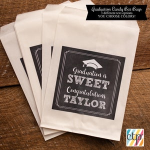 Bolsas de dulces para barra de dulces de graduación, totalmente ensambladas o solo calcomanías, ¡tú eliges los colores!