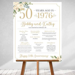 GOLDEN ANNIVERSARY Printed Poster "Were Married in Year" Marriage Board Back in 1976 What Happened in 1976 50th Anniversary Bild 1