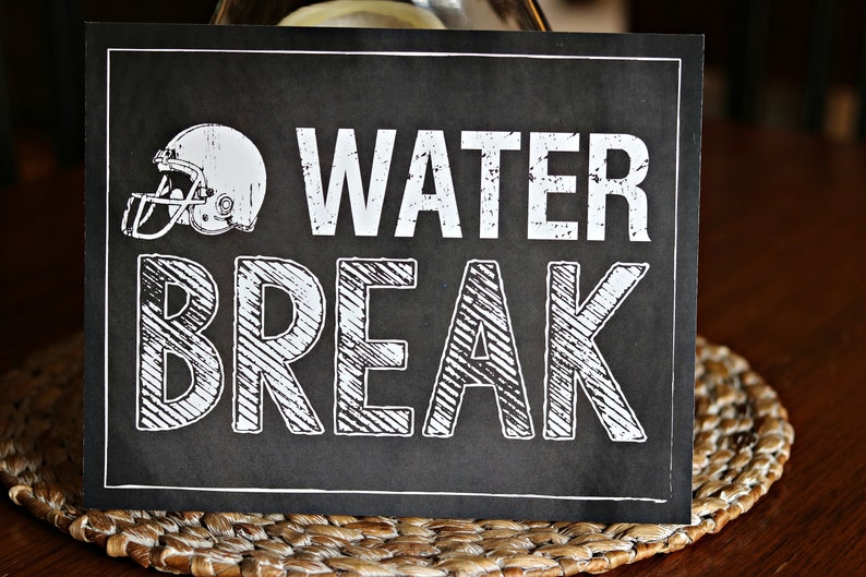 WATER BREAK, Football Birthday Party Decorations, Printed Sign, All Star Sports, Boy Birthday, Sports Birthday, Sports Party Decor image 1