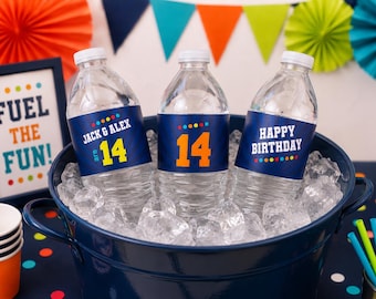 Personalized Water Bottle Labels for Boys Birthday Party | Teen Boy Birthday Decorations