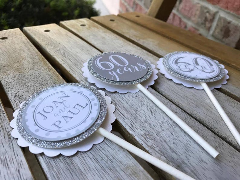 Diamond Anniversary Cupcake Toppers Diamond Jubilee 60th Etsy