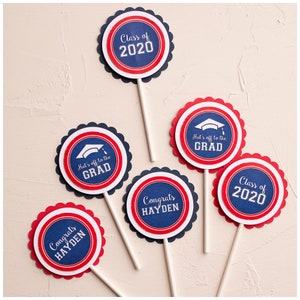 Graduation Cupcake Toppers, Graduation Party Decorations, Class of 2025, You Choose Colors!