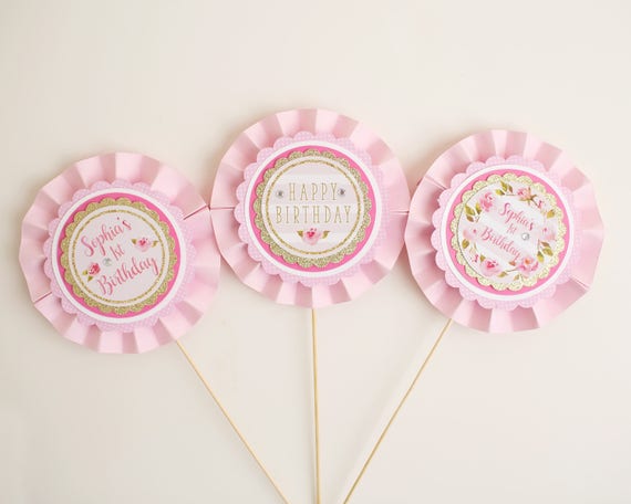 Floral 1st Birthday Centerpiece Sticks Girl First Birthday Party