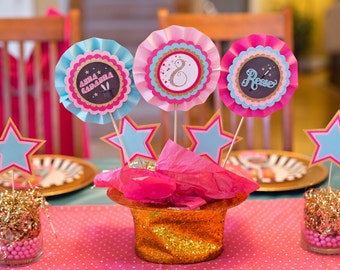 GIRL MAGIC BIRTHDAY Party Centerpiece, Centerpiece Sticks, Magic Centerpiece, Pink Magic Birthday, Magic Party Decorations, Pink, Gold