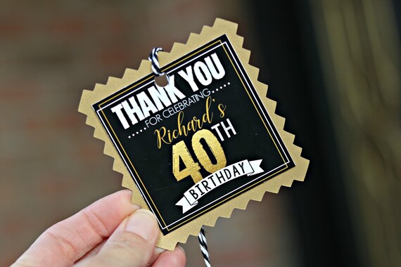 40TH BIRTHDAY PARTY Favor, 40th Favor Tags, 40th Party Decorations, 40th Birthday Supplies, Cheers to 40 Years, Adult Party, Black and Gold Il_570xn