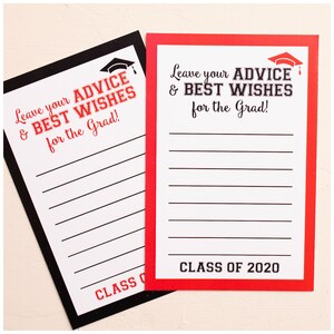 Graduation Advice Cards, Graduation Wish Cards, Graduation Party Decorations, Any School Colors!