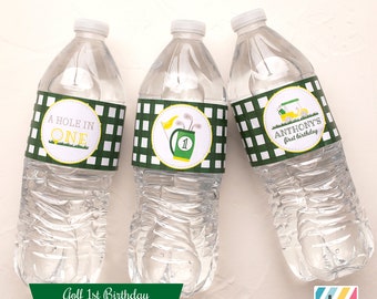 Custom Water Bottle Labels, Golf Party, 1st Birthday, Son,