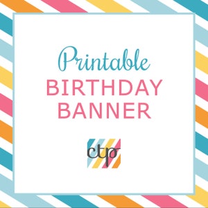 Birthday Party Decorations, Birthday Banner, Printable, Digital Download, PDF, image 1