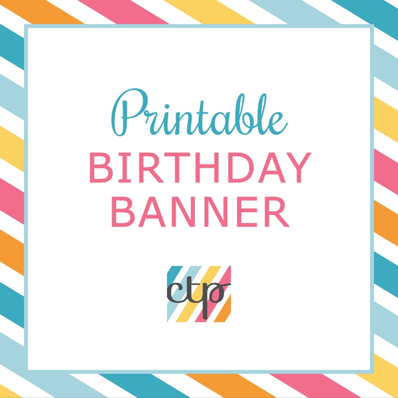 Birthday Party Decorations, Birthday Banner, Printable, Digital Download, PDF, image 1