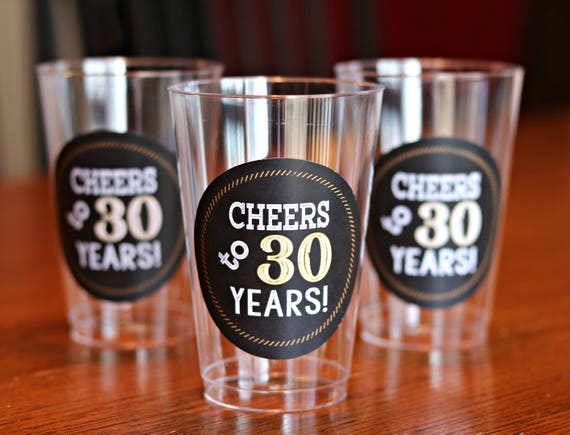 30TH BIRTHDAY PARTY Cups, Cheers to 30 Years, Beer Cups, Wine Glass, 30th Birthday Party Decorations, Black and Gold Il_570xn