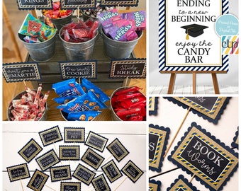 Graduation Candy Labels, Graduation Party Decor, Grad Candy Bar, Graduation 2024 Decorations, Sweets Table Candy Buffet, Choose Your Colors!