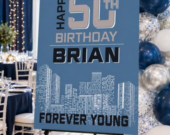 PRINTED Milestone Birthday Sign, Forever Young,  7 Size Options