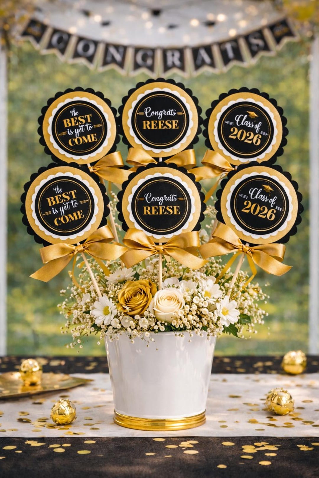 Graduation Procession Stick Centerpiece Sticks for Graduation Celebration. Set of 3 - YOU CHOOSE ...