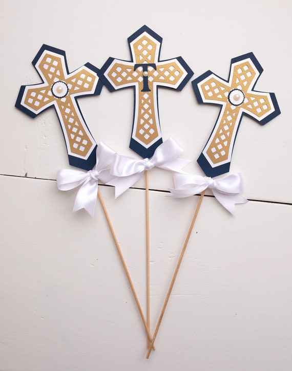 Cross Centerpiece, Centerpieces, Baptism Decorations, Son, by Charming