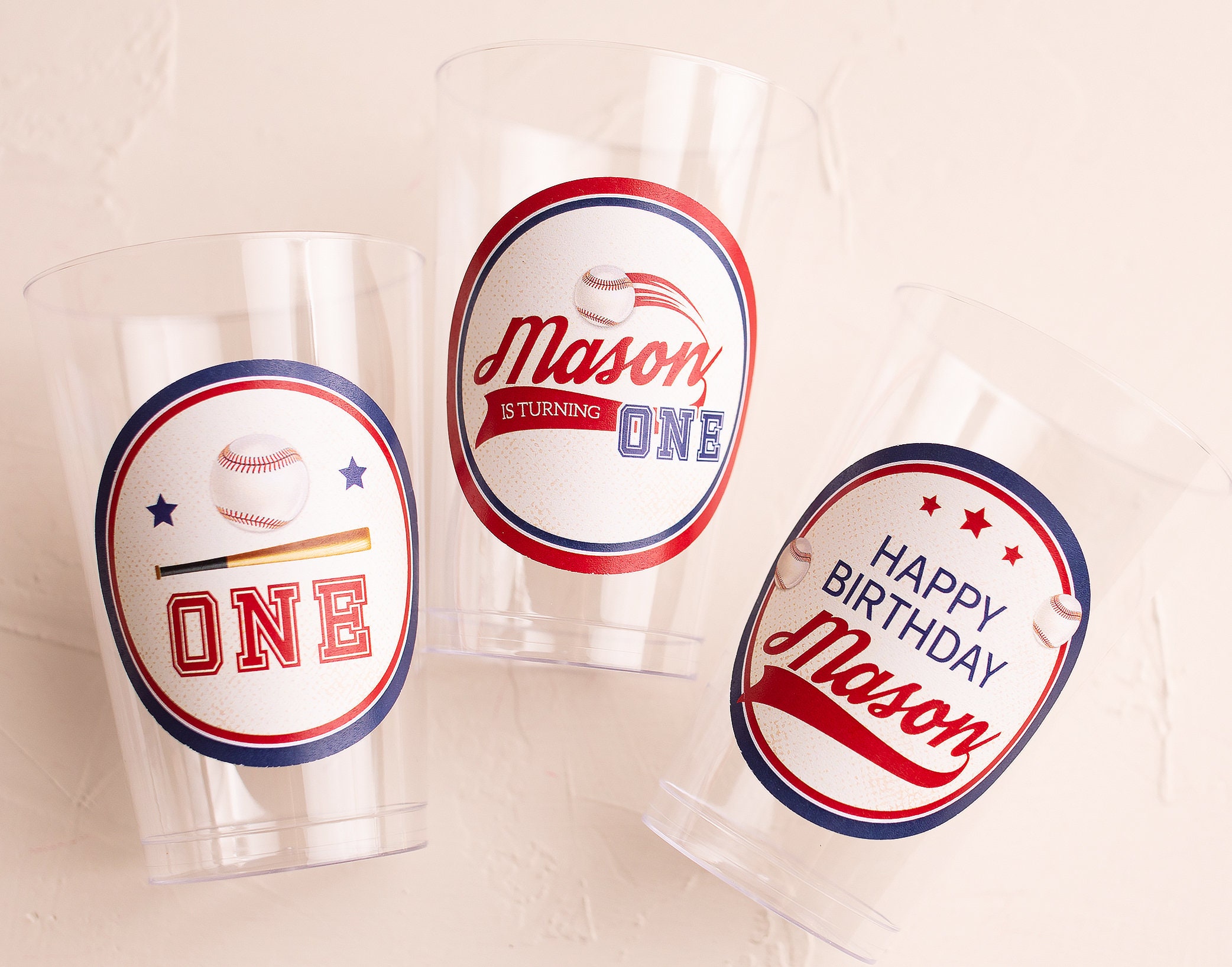 Baseball Birthday Party Cups Plastic Beverage Cups Baseball Etsy
