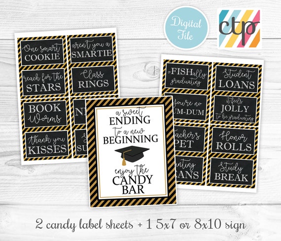 Printable, Digital Download, Graduation Party Decorations, Graduation Candy Bar Signs, Son, Il_570xn
