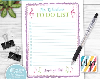 Personalized Notepads, Memo Pads, Personalized Gifts, Teacher Christmas Gifts, Music Teacher Gift,