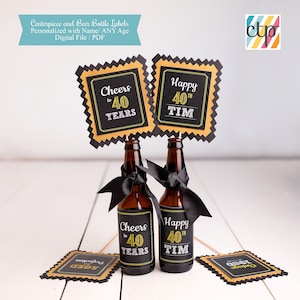40th Birthday Centerpiece, Beer Centerpiece, Centerpiece Sticks, 40th Birthday Party Decorations, Cheers to 40 Years, Printable, PDF
