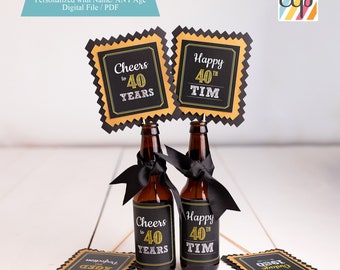 40th Birthday Centerpiece, Beer Centerpiece, Centerpiece Sticks, 40th Birthday Party Decorations, Cheers to 40 Years, Printable, PDF