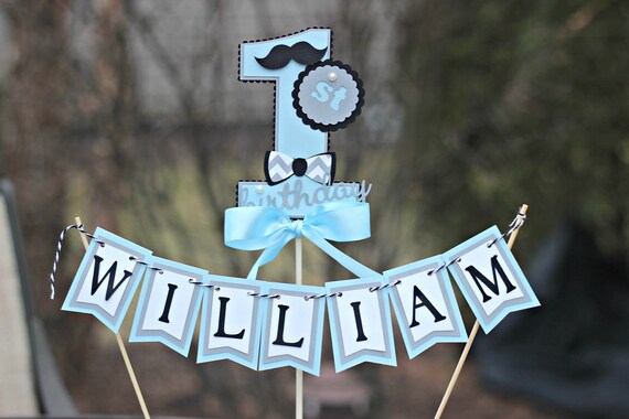 Little Man Birthday Party Cake Topper Bowtie Party Mustache Bash
