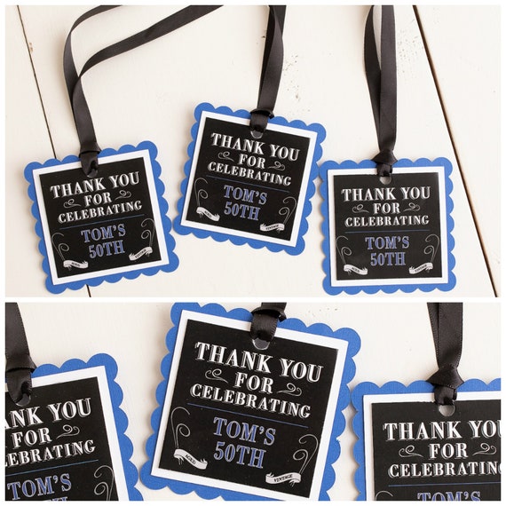 Masculine Birthday Party, Favor Tags, Vintage Dude, Milestone Birthday Decorations Il_570xn