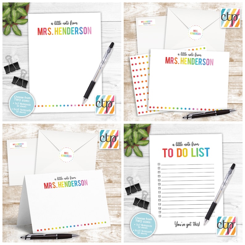 Personalized Stationery Teacher Notepad Teacher Appreciation Etsy
