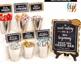 Graduation Candy Labels, Graduation Candy Bar Sign, Candy Buffet, Graduation Signs, Graduation Party Decorations,