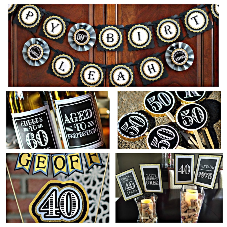 60TH BIRTHDAY PARTY Wine Labels, Masculine Birthday Party Decorations. Milestone Birthday Party,Cheers to 60 Years,Wine Favor,Any Age. image 4