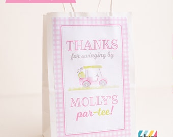 Party Favor Bags, Golf Party, First Birthday, Girl,