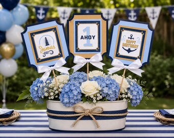 Nautical 1st Birthday Centerpiece Sticks,  Set of 3 - Fully Assembled!