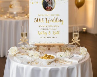 Golden Anniversary Welcome Sign, Professionally Printed - 7 Size Options