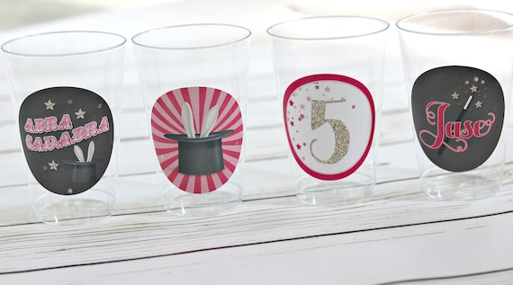 GIRL MAGIC BIRTHDAY Party Decorations, Party Cups, Plastic Cups, Paper Cups, Magic Party Supplies, Pink and Black Il_570xn