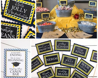 Graduation Candy Labels, Graduation Candy Bar, Class of 2024, Sweets Table, Candy Buffet, Choose Your Colors!