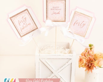 Centerpieces,  Rose Gold Centerpiece, 40th Birthday, For Her,