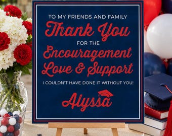 Grad Thank You Poster, Personalized Graduation Decor, Open House Appreciation Print