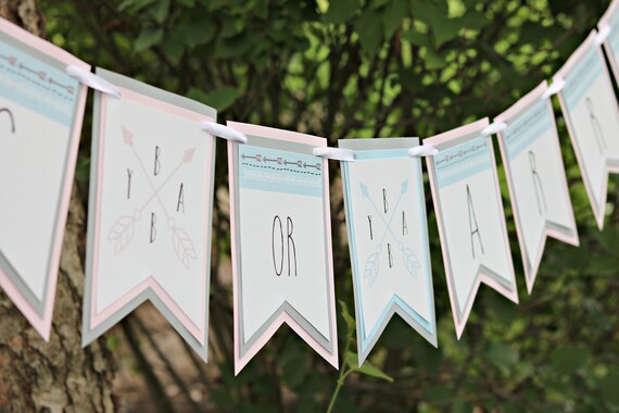 TRIBAL GENDER REVEAL Bows or Arrows Gender Reveal Party Banner Tribal Banner Boho Chic He or She Boy or Girl Pink or Blue Il_570xn