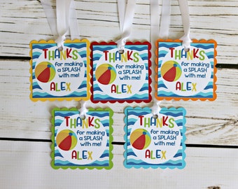Pool Party Birthday Favor Tags, Beach Ball Party Decorations, Summer Party Decor