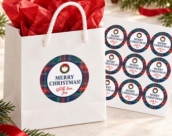 Personalized Christmas Gift Stickers, Custom Holiday Labels for Treat Bags
