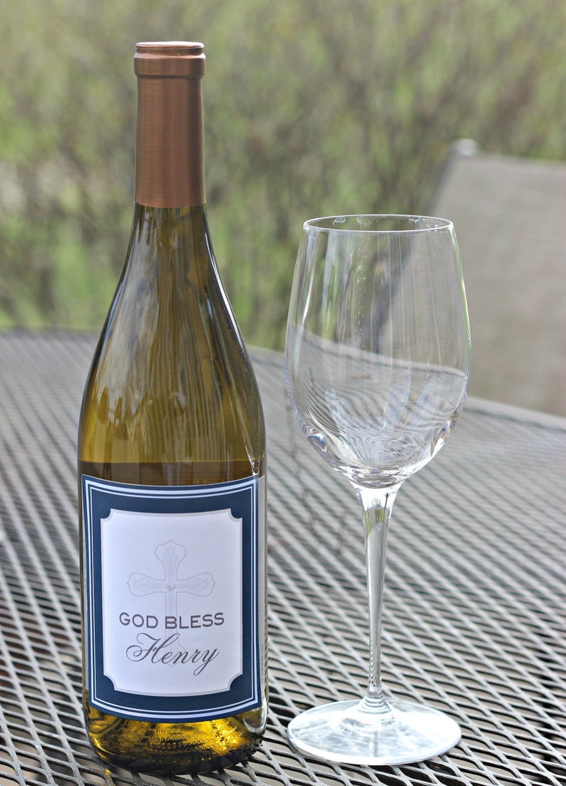 Wine Bottle Stickers Wine Labels Baptism Decorations Son Etsy