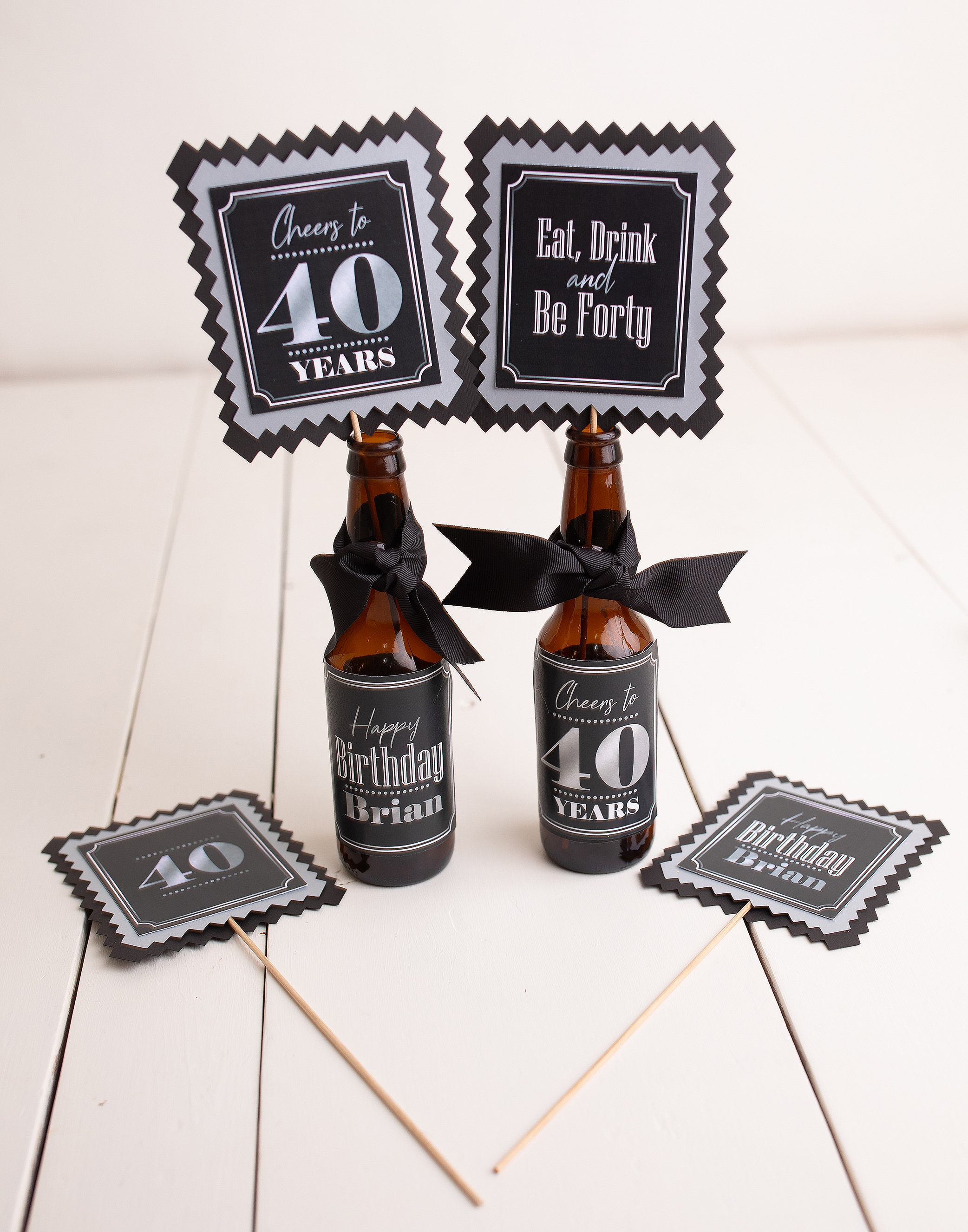 40th Birthday Centerpiece, Beer Labels, Milestone Birthday