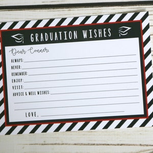 Graduation Wish Cards, Words of Advice, Words of Wisdom, Class of 2023, Graduation Decorations,  Black and Red