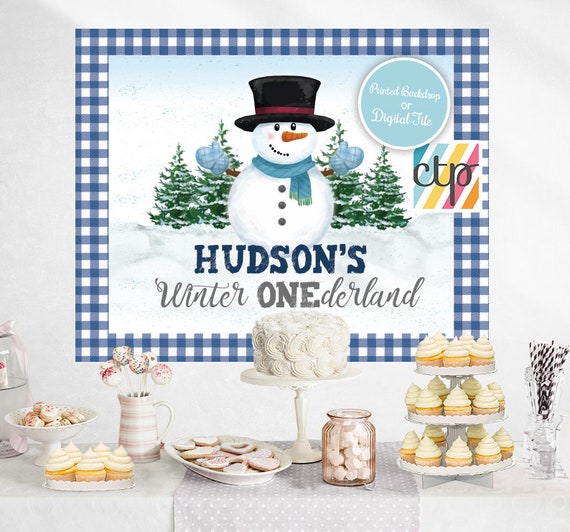 Snowman Backdrop, Boy Winter ONEderland, Winter Birthday Backdrop, Winter Wonderland Party, Buffet Table Backdrop, Party Cake Table Il_570xn
