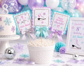 Ice Skating Centerpieces, Figure Skate Table Decor, Personalized Winter Party Decorations